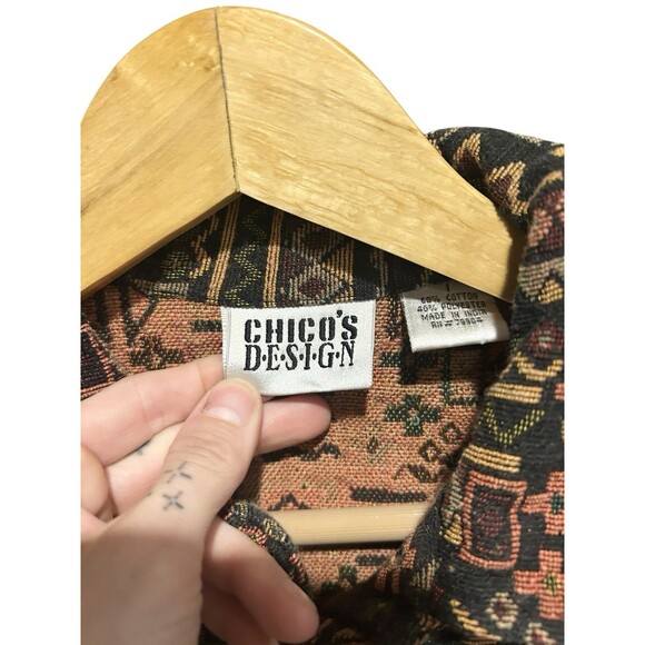 Vintage Chicos Design Western Tapestry Jacket Canvas 90s Size 1 or M Multicolor - Picture 4 of 7